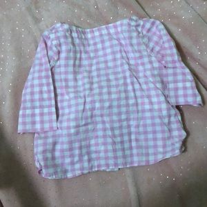 Pink and white gingham blouse